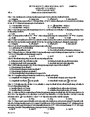 Đề thi học kì I Vật lí lớp 12 - Mã đề 734 - Năm học 2016-2017